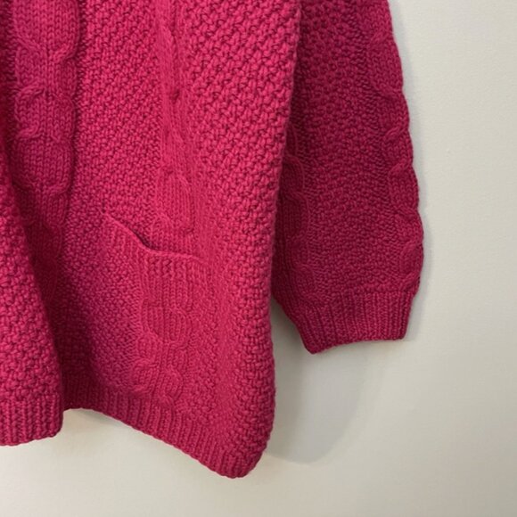 Vintage LL Bean Women’s 100% Wool Sweater Fisherman Cable Knit XL Pockets - Picture 7 of 16